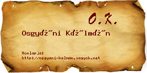 Osgyáni Kálmán névjegykártya